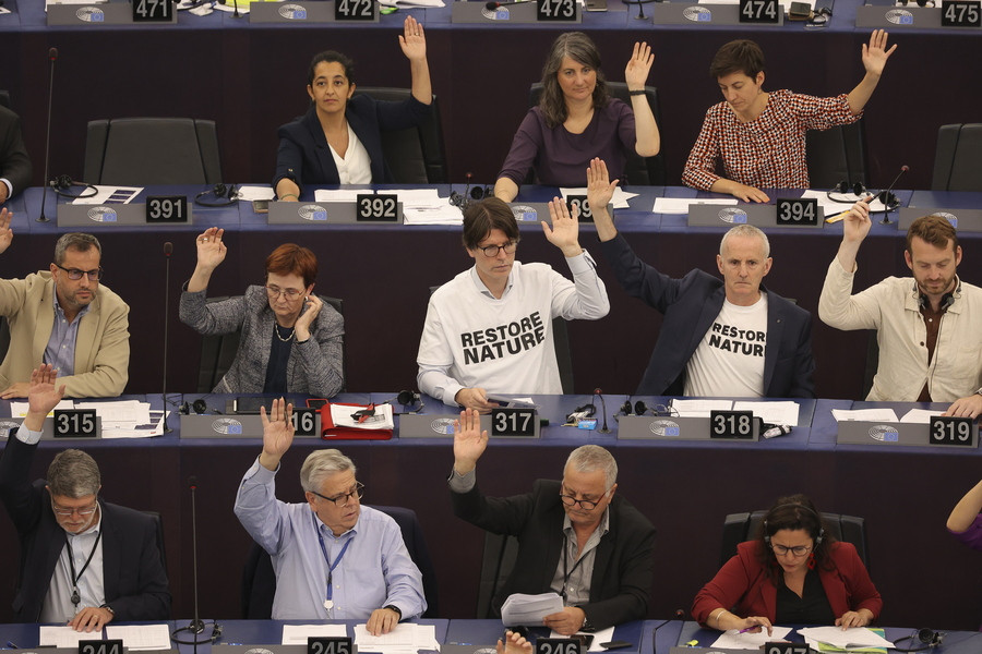 Ψηφοφορία στο Ευρωκοινοβούλιο για το νομοσχέδιο για την αποκατάσταση των οικοσυστημάτων (EPA/JULIEN WARNAND)