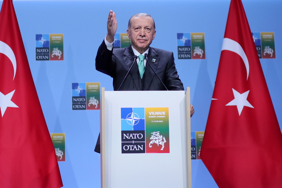 Συνἐντευξη τύπου του Τούρκου προέδρου, Ρετζέπ Ταγίπ Ερντογἀν (EPA/TIM IRELAND)
