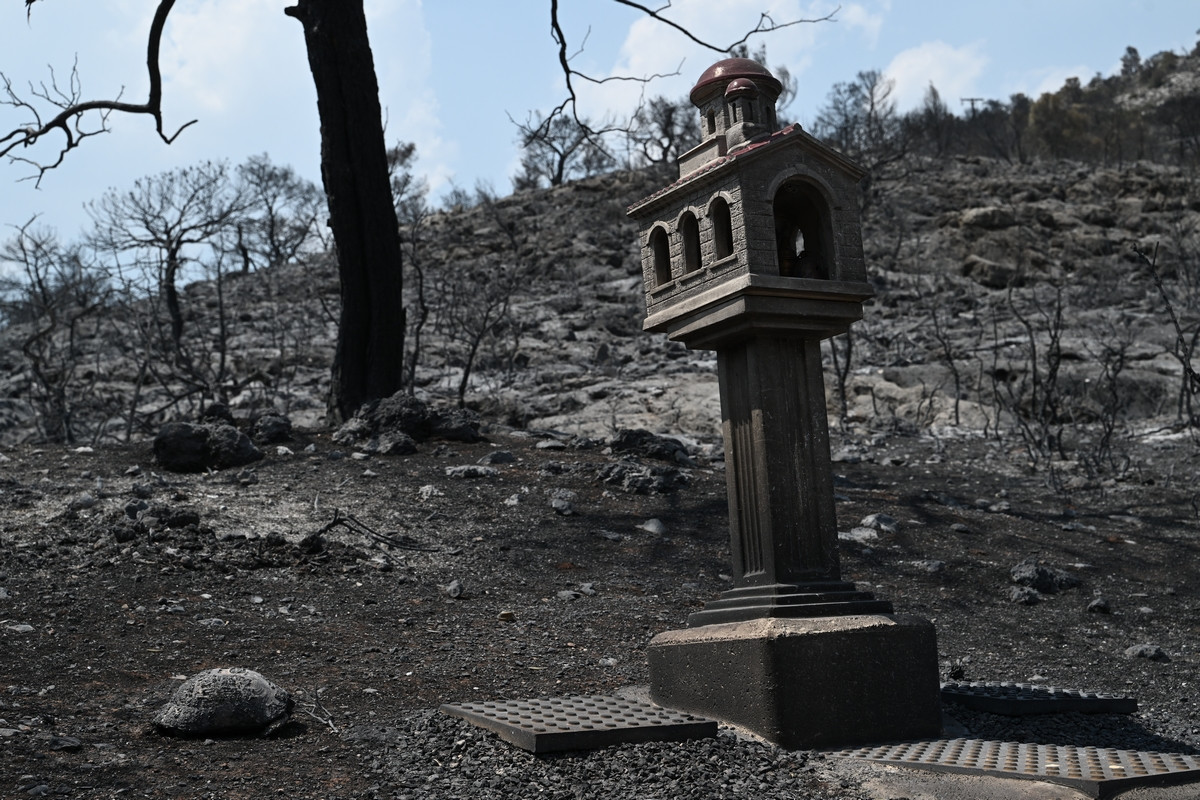 Καταστροφές στην περιοχή της Αγίας Σωτήρας στα Δερβενοχώρια από την πυρκαγιά που ξέσπασε τις περασμένες ημέρες, 
ΤΑΤΙΑΝΑ ΜΠΟΛΑΡΗ/EUROKINISSI