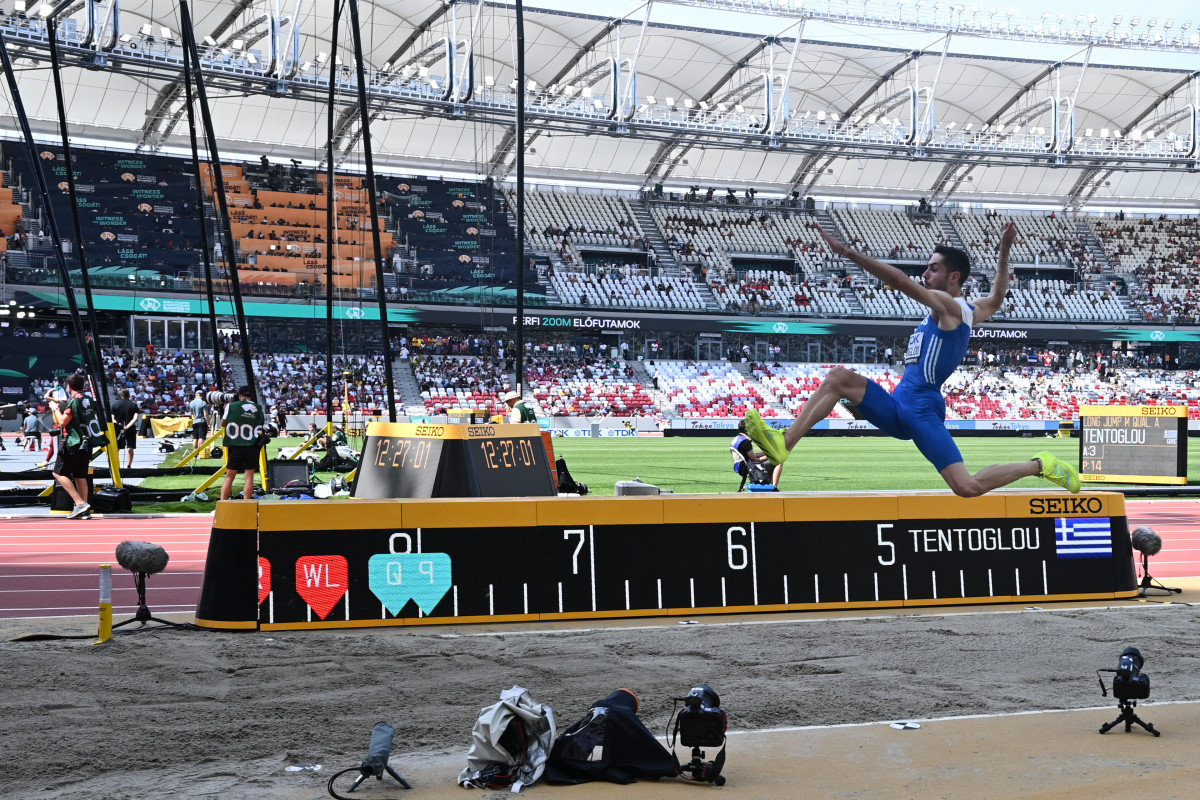 Ο Μίλτος Τεντόγλου προκρίθηκε στον τελικό του άλματος εις μήκος του Παγκοσμίου Πρωταθλήματος Στίβου στη Βουδαπέστη με άλμα στα 8,25 (ΑΝΤΩΝΗΣ ΝΙΚΟΛΟΠΟΥΛΟΣ/EUROKINISSI)