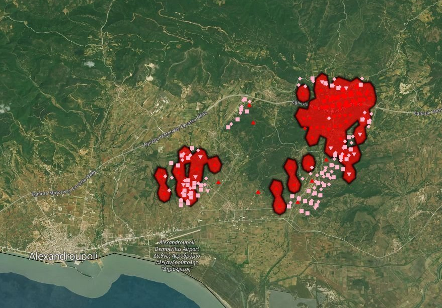 Φωτιά στην Αλεξανδρούπολη / Ενεργοποιήθηκε η υπηρεσία Copernicus – Δορυφορική εικόνα