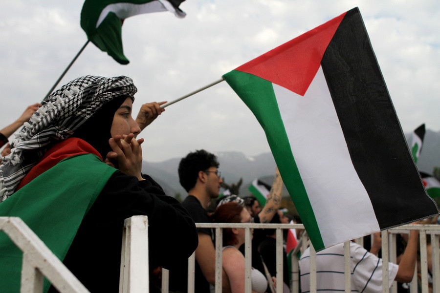 Διαδήλωση υποστηρικτών των Παλαιστινίων. EPA/Sebastian Moscoso