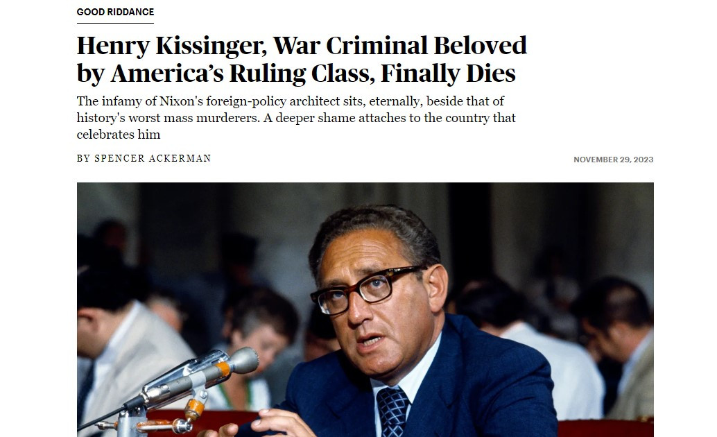 «Rolling Stone» για Κίσινγκερ / «Ο εγκληματίας πολέμου που αγαπήθηκε από την άρχουσα τάξη της Αμερικής, τελικά πέθανε»