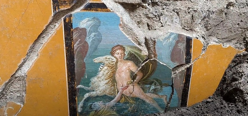 Πομπηία / Αποκαλύφθηκε τοιχογραφία με τον Φρίξο και την Έλλη που μοιάζει να φιλοτεχνήθηκε σήμερα