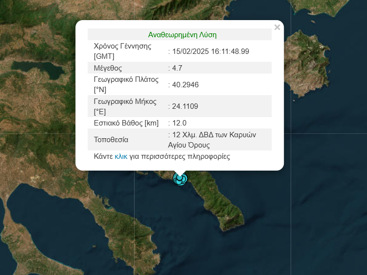 Άγιο Όρος / Ισχυρός σεισμός στις Καρυές