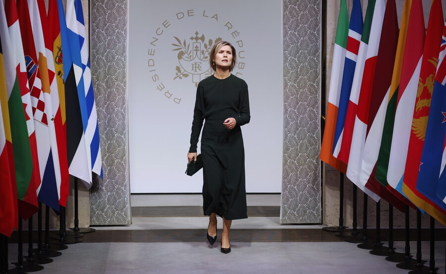 Η πρωθυπουργός της Ισλανδίας Kristrun Mjoll Frostadottir. (EPA/YOAN VALAT)