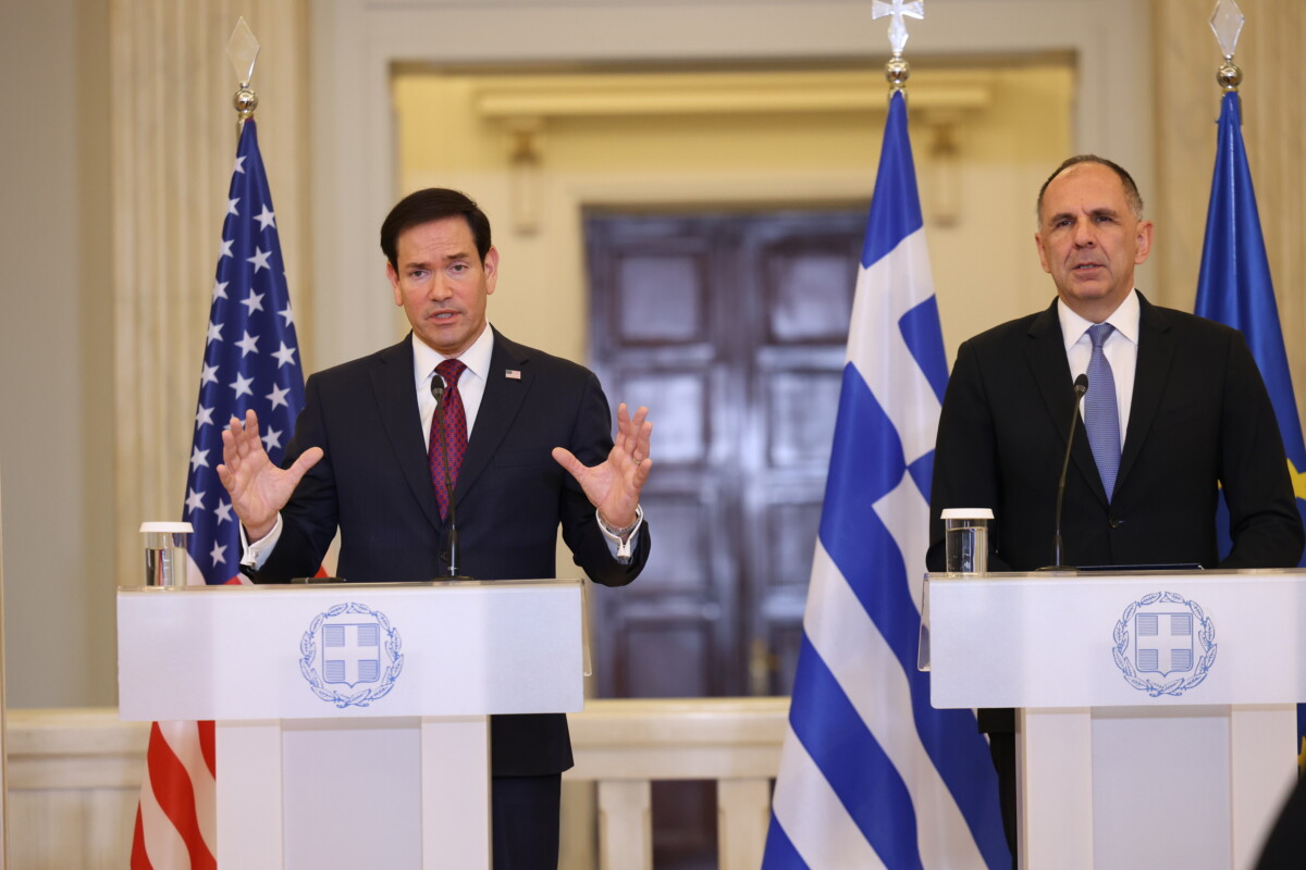Μάρκο Ρούμπιο και Γιώργος Γεραπετρίτης (ΓΙΑΝΝΗΣ ΠΑΝΑΓΟΠΟΥΛΟΣ / EUROKINISSI)