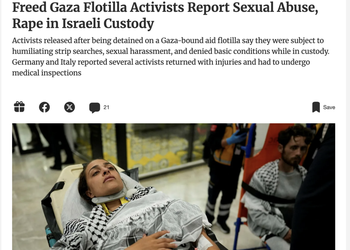 Flotilla / H &iota;&sigma;&rho;&alpha;&eta;&lambda;&iota;&nu;ή Haaretz &delta;&epsilon;ί&chi;&nu;&epsilon;&iota; &tau;&omicron;&upsilon;&sigmaf; &beta;&alpha;&sigma;&alpha;&nu;&iota;&sigma;&mu;&omicron;ύ&sigmaf; &pi;&omicron;&upsilon; &delta;&epsilon;&nu; &delta;&epsilon;ί&chi;&nu;&omicron;&upsilon;&nu; &epsilon;&lambda;&lambda;&eta;&nu;&iota;&kappa;ά &Mu;&Mu;&Epsilon;