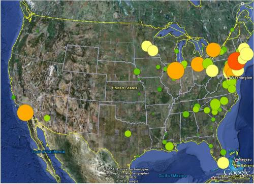 Google Earth: Χάρτης του πληθυσμού πυρηνικών ζωνών