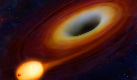 Ορατή από τη γη κοσμική έκρηξη από την απορρόφηση άστρου σε μαύρη τρύπα