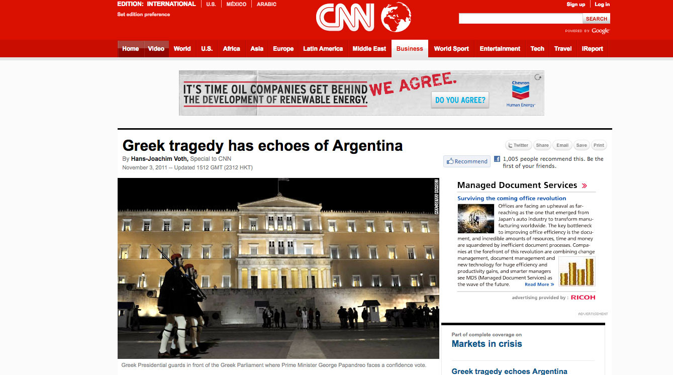 CNN: Η ελληνική τραγωδία θυμίζει Αργεντινή
