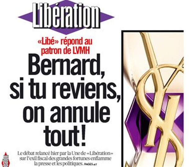 Liberation: «Μπερνάρ, αν γυρίσεις, τα παίρνουμε όλα πίσω»