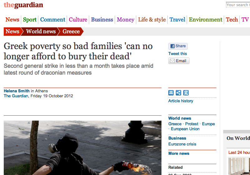 Guardian: Οι Έλληνες δεν έχουν ούτε να θάψουν τους δικούς τους