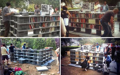 Tείχη βιβλίων απέναντι στην τουρκική αστυνομία