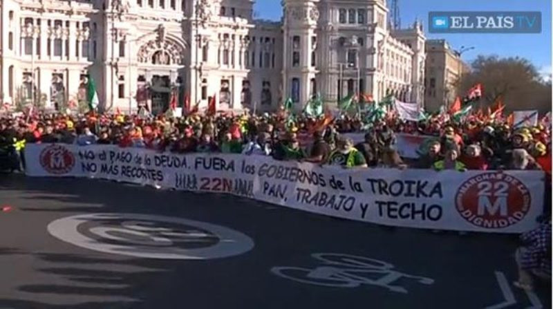 Iσπανία: Διαδήλωση των Πορειών της Αξιοπρέπειας
