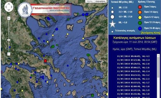 Σεισμός 4,3 βαθμών κοντά στην Χαλκίδα