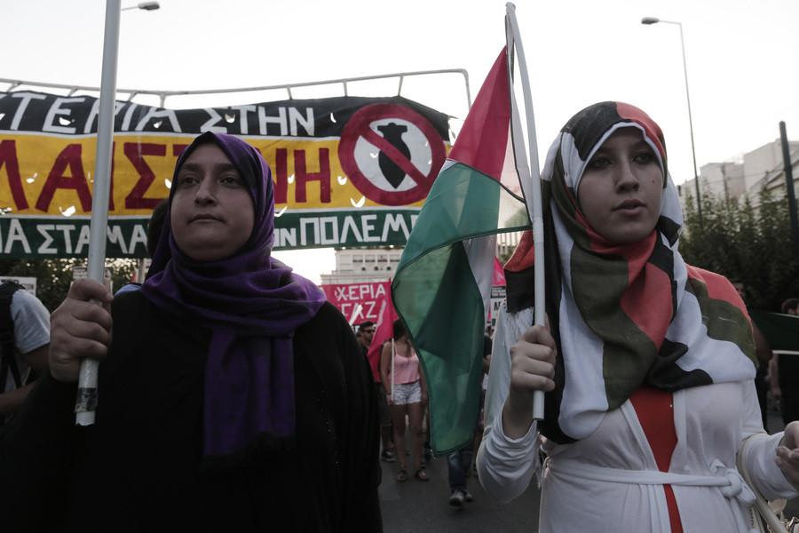 Πορεία στο Σύνταγμα για τους βομβαρδισμούς της Γάζας