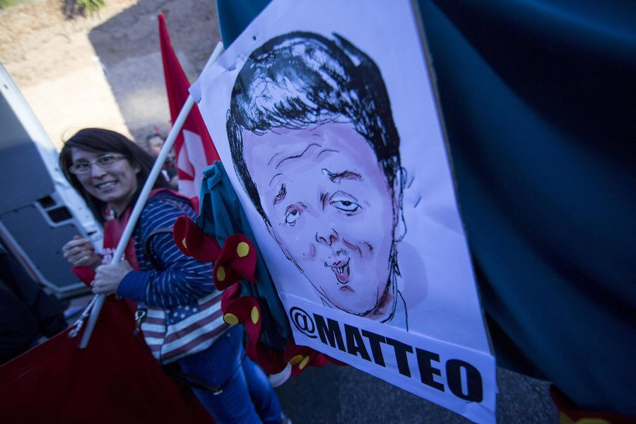 Μια από τις μεγαλύτερες ιταλικές διαδηλώσεις κατά των εργασιακών μεταρρυθμίσεων του Ρέντσι