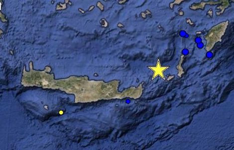 Κρήτη: Σεισμός 5,4 Ρίχτερ νοτιοανατολικά του νομού Λασιθίου