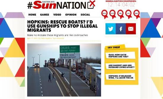Ρατσιστικό άρθρο από τη Sun: «Κατσαρίδες» οι πρόσφυγες