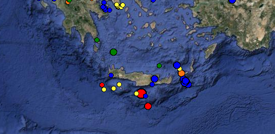 Σεισμική δόνηση 4,5 βαθμών νότια της Κρήτης