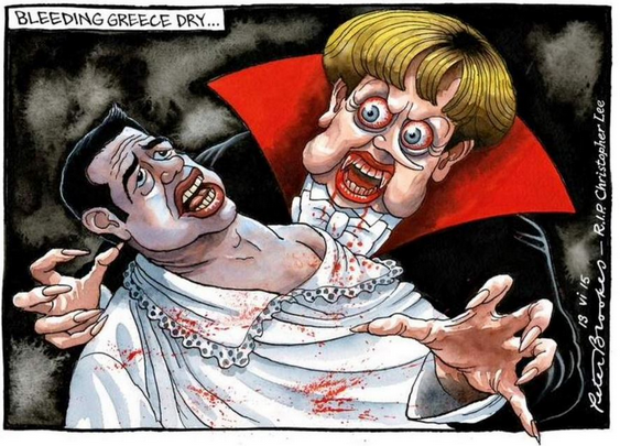Η Άνγκελα Μέρκελ διαδέχεται τον Κρίστοφερ Λι πίνοντας το αίμα της Ελλάδας