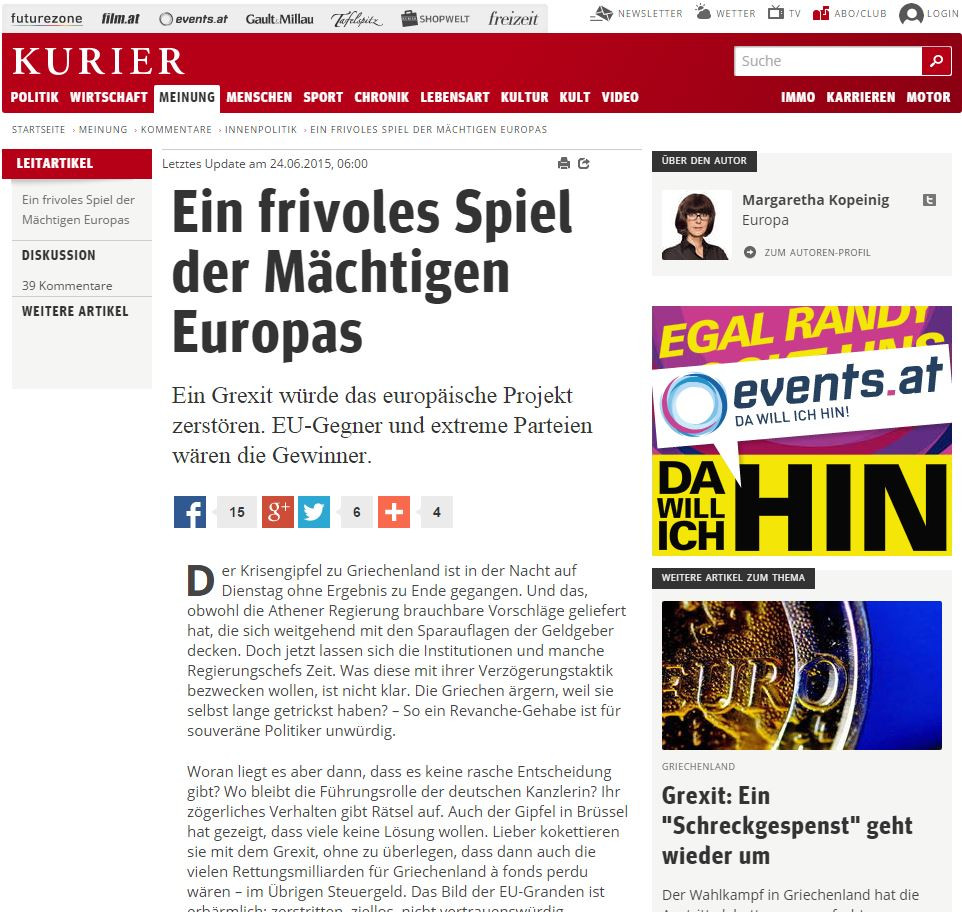 Kurier: Αξιοθρήνητοι οι ισχυροί της Ευρώπης