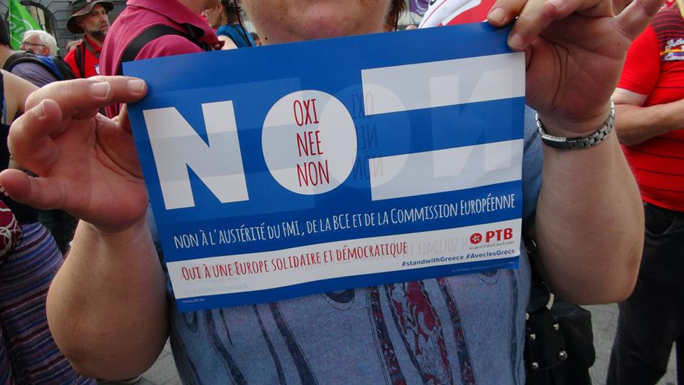 Διαδήλωση κατά της λιτότητας και υπέρ του «όχι» στις Βρυξέλλες [ΦΩΤΟ+ΒΙΝΤΕΟ]