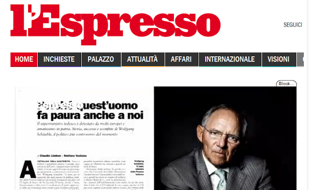 L’Espresso: «Ο Σόιμπλε προκαλεί φόβο. Ακόμα και σε εμάς»
