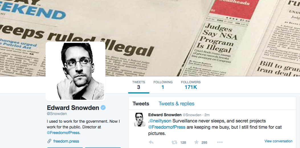 Ο Σνόουντεν μπήκε στο Twitter και τρόλαρε την NSA