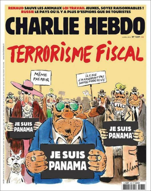 Je suis Panama: Πλούσιοι διαδηλώνουν για τις off shore τους στο πρωτοσέλιδο του Charlie Hebdo