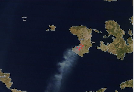 Η φωτιά της Χίου από δορυφόρο της NASA [ΦΩΤΟ]