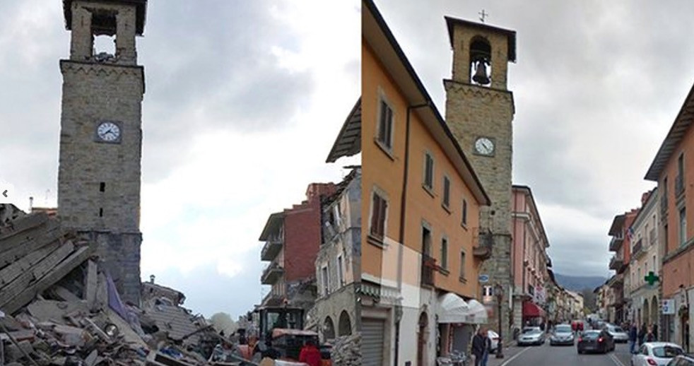Το χωριό Αματρίτσε πριν και μετά τον καταστροφικό σεισμό