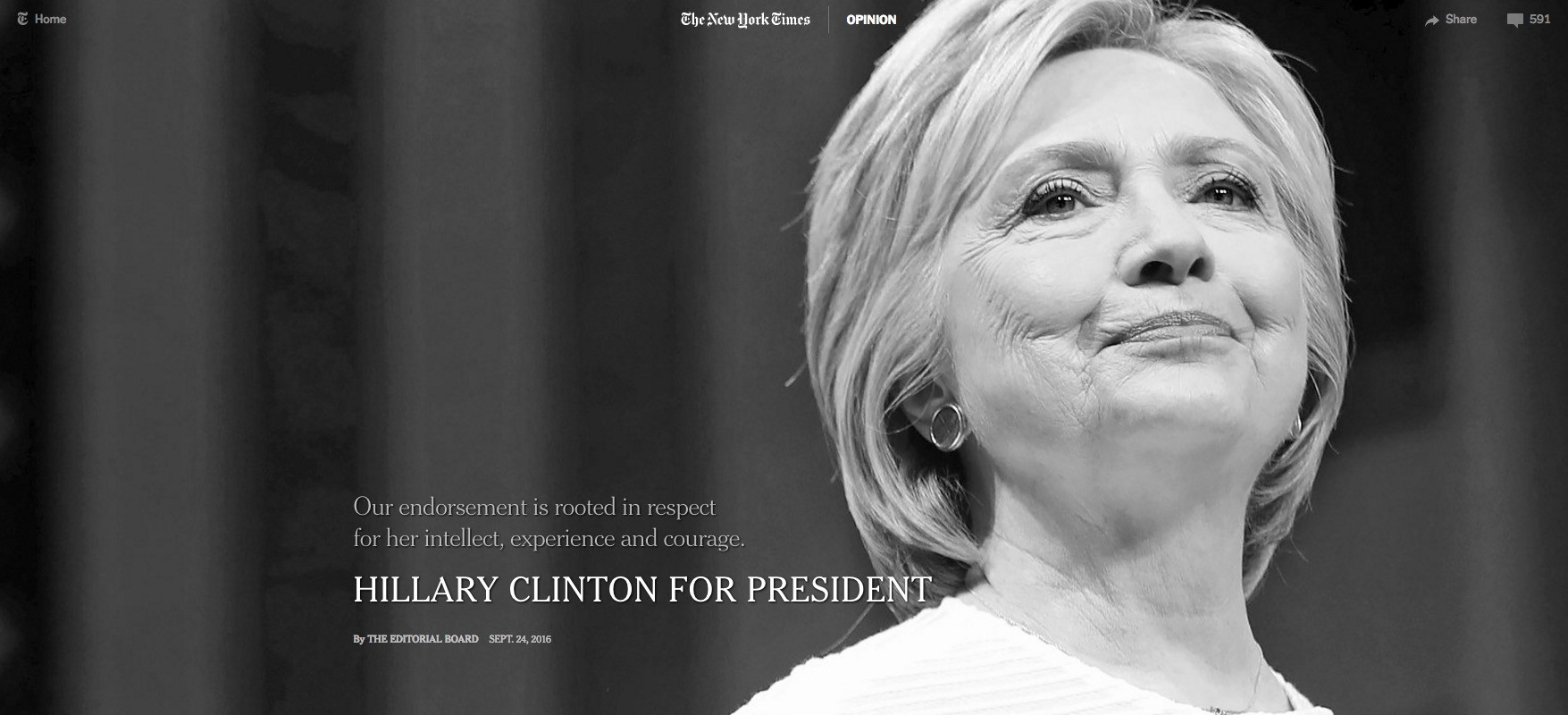 Οι New York Times ψηφίζουν Χίλαρι Κλίντον