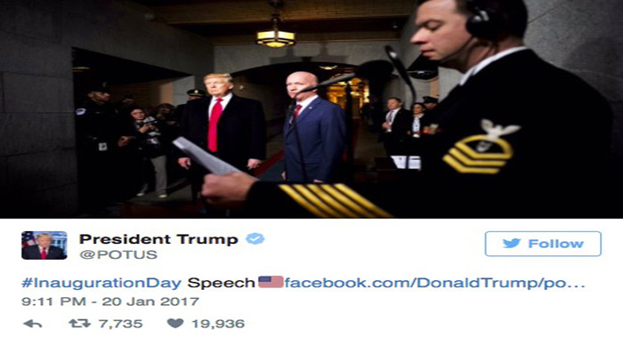 Το πρώτο προεδρικό tweet του Τραμπ – Και η πρώτη… γκάφα