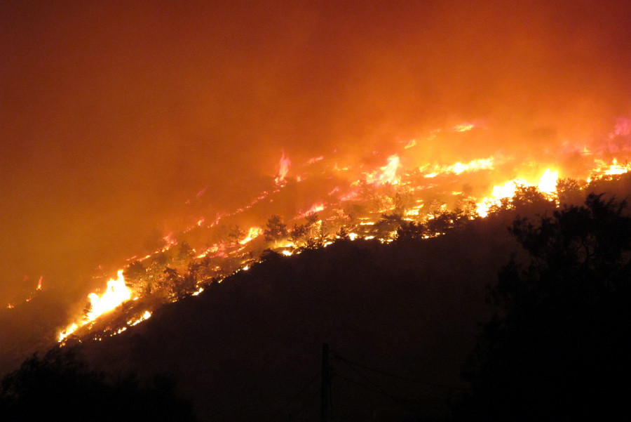 Μεγάλη πυρκαγιά στα όρια του Εθνικού πάρκου Δαδιάς στο Σουφλί