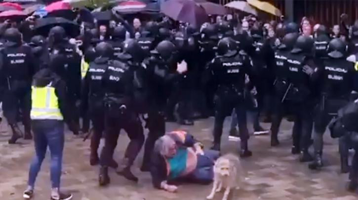 Σκύλος πέφτει θύμα της αστυνομικής βίας στην Καταλονία [ΒΙΝΤΕΟ]