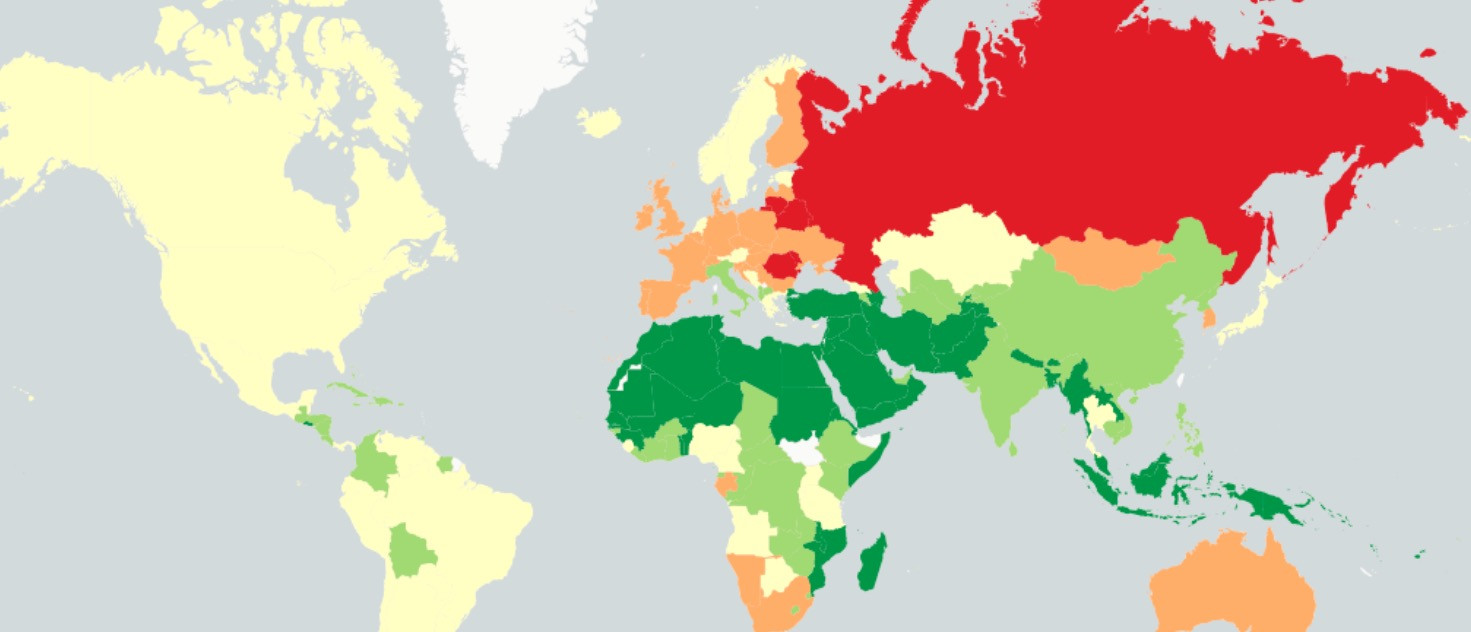 Πόσο αλκοόλ πίνουν σε κάθε χώρα του κόσμου [ΧΑΡΤΗΣ]