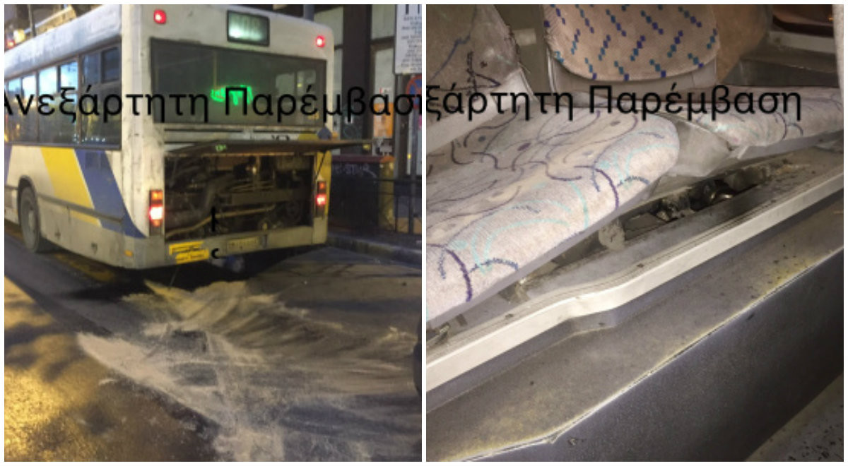 «Έσκασε» ο κινητήρας του λεωφορείου 608 στην Πατησίων