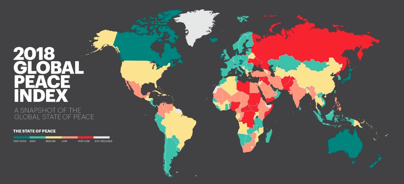 Ποιες είναι οι δέκα πιο φιλειρηνικές και οι δέκα λιγότερο φιλειρηνικές χώρες του κόσμου;