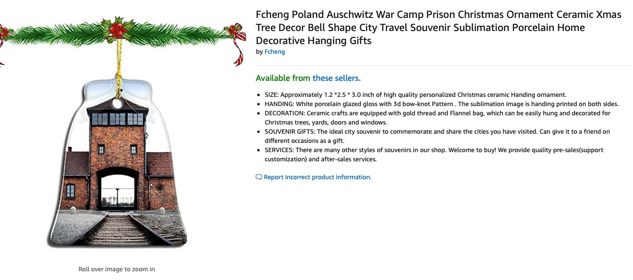 Η Amazon πουλούσε χριστουγεννιάτικα «στολίδια»… με το Άουσβιτς
