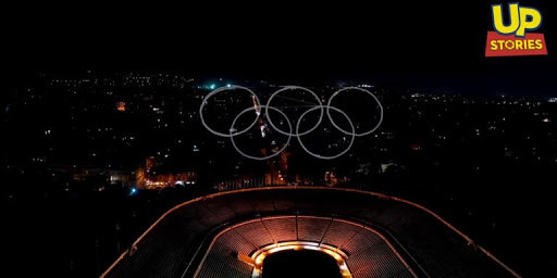 Σχεδίασαν το σύμβολο των Ολυμπιακών Αγώνων πάνω από το Καλλιμάρμαρο [ΒΙΝΤΕΟ]