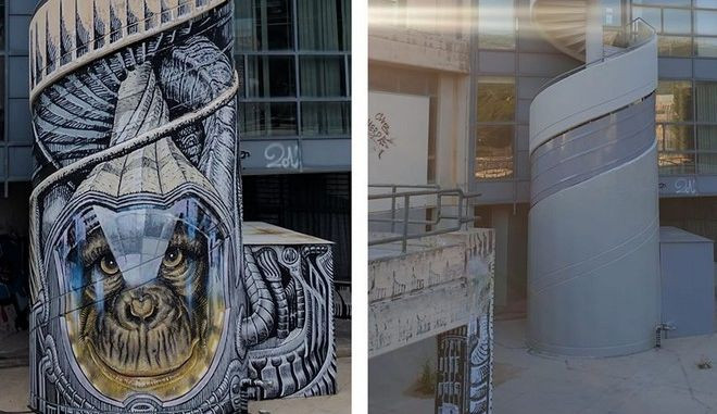 Έσβησαν γκράφιτι του διάσημου street artist WD στο Πολυτεχνείο για να βάψουν τη σκάλα γκρι