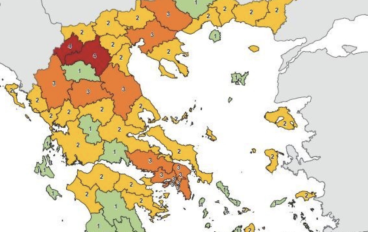 Ο νέος χάρτης υγειονομικής ασφάλειας: Ποιες περιοχές άλλαξαν επίπεδο συναγερμού