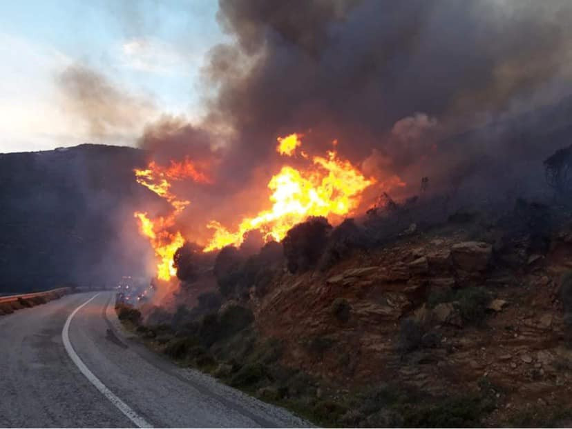 Μεγάλη πυρκαγιά στην Άνδρο – Εκκενώθηκαν χωριά, τραυματίστηκε πυροσβέστης
