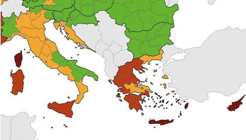 Το ECDC «κοκκίνισε» την Ελλάδα και κυρίως τις τουριστικές «ναυαρχίδες»