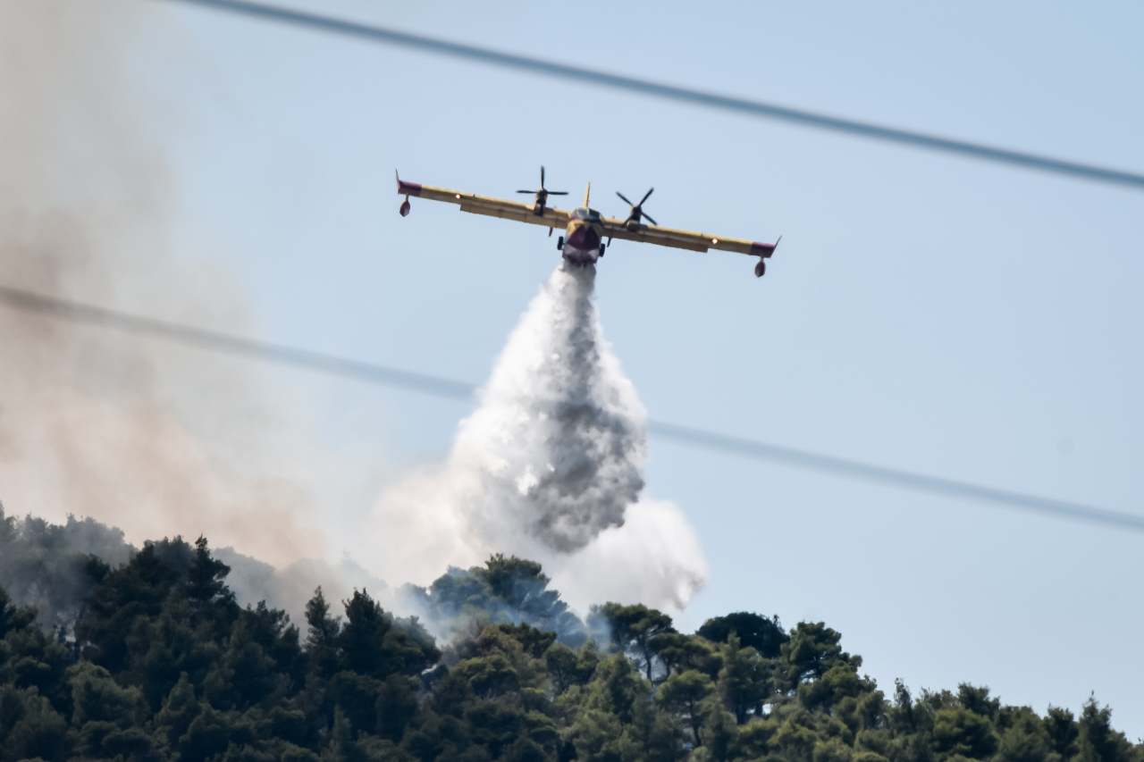 Φωτιά στα Βίλια: «Μόνο όταν έρχονται τα κανάλια πετάνε τα πυροσβεστικά» καταγγέλλει κάτοικος ζωντανά στον Σκάι