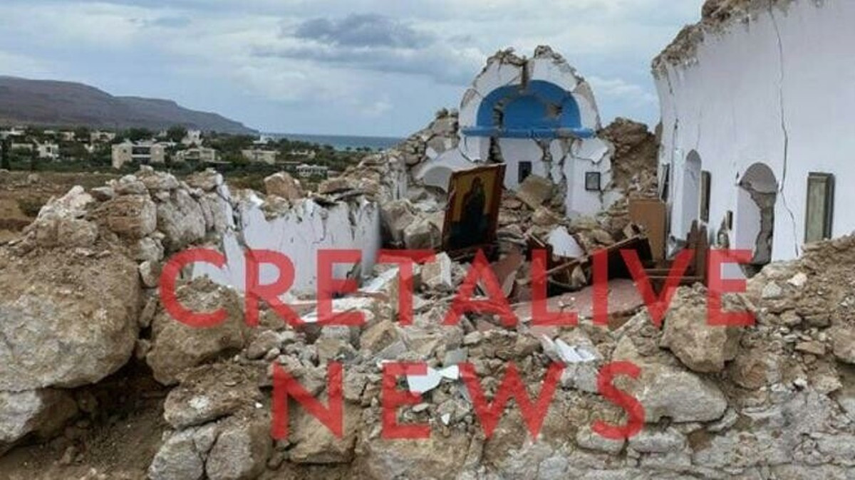 Σεισμός στην Κρήτη: Κατέρρευσε εκκλησάκι του Αγίου Νικολάου (Φώτο)