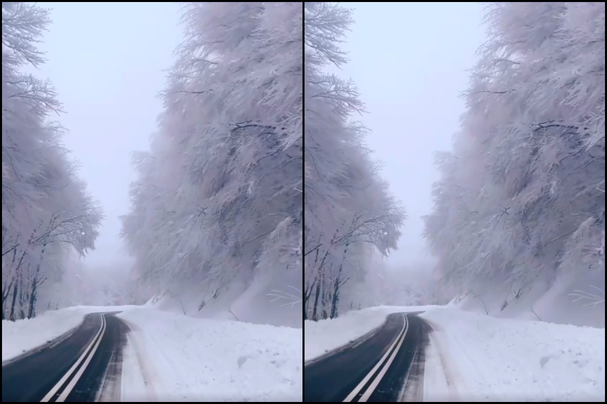 Ο χιονισμένος δρόμος στη Φλώρινα που είναι βγαλμένος από παραμύθι [ΒΙΝΤΕΟ]
