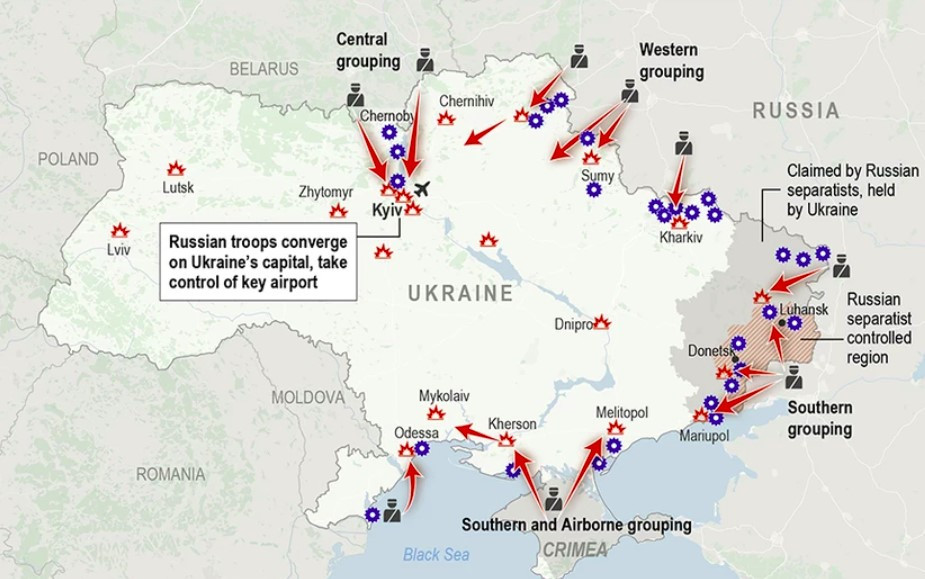 Εισβολή στην Ουκρανία: Ο χάρτης με τα εδάφη που έχει καταλάβει η Ρωσία